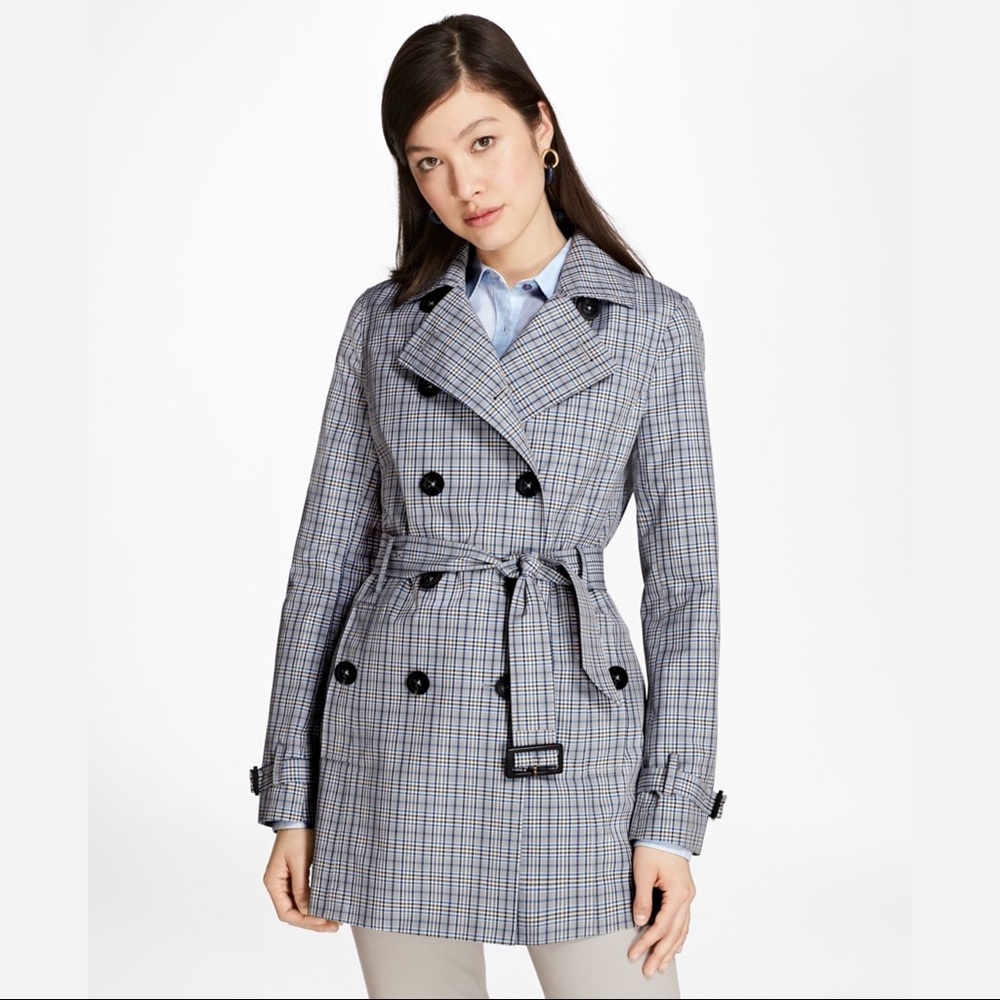 ISO Brooks Brothers Plaid Trench Coat